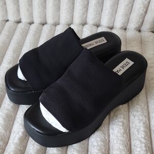 Steve Madden Black Slinky Platform Slide Mules